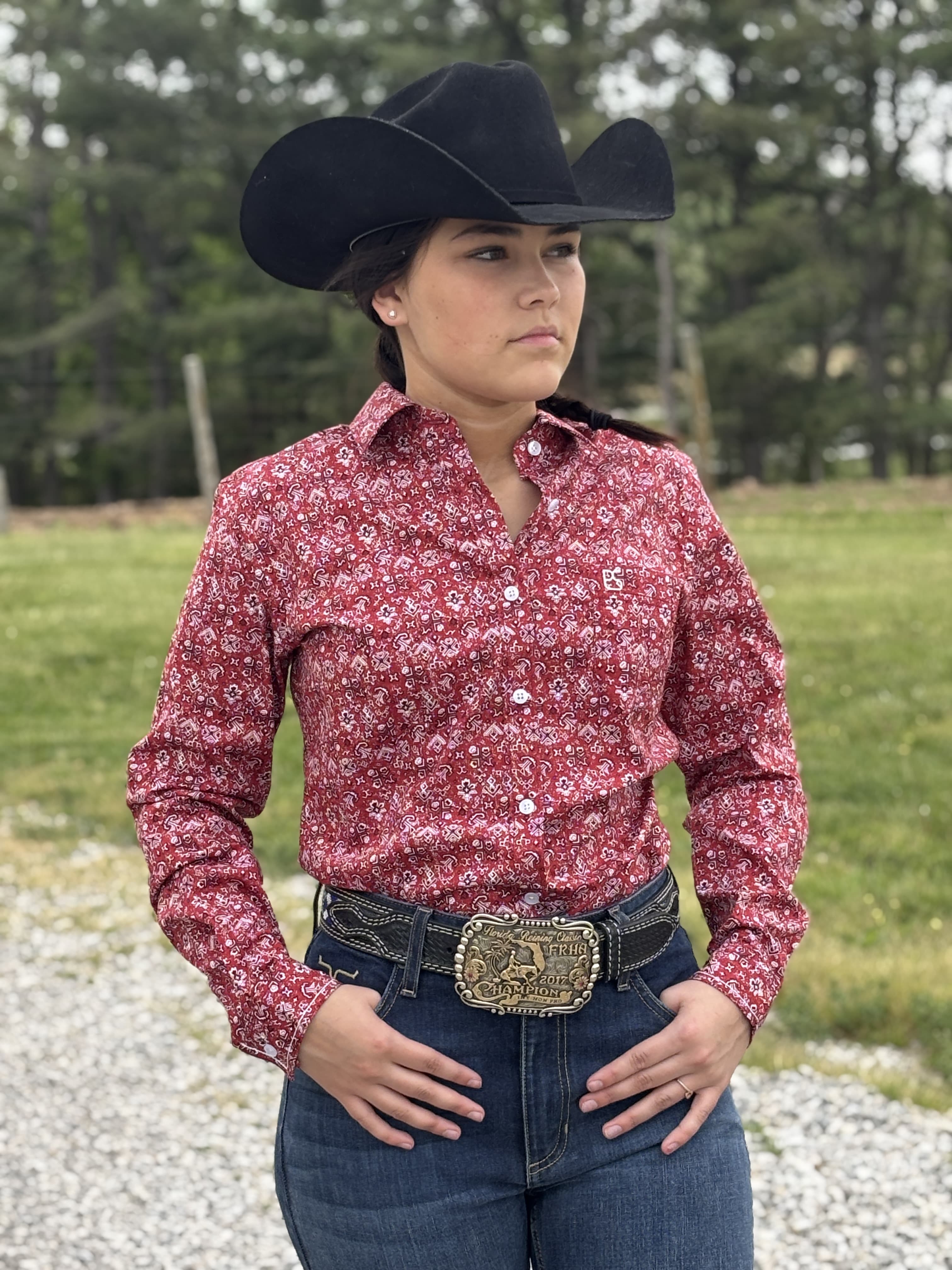 Red Bandana Style Rough Stock Shirt - Henderson's Western Store