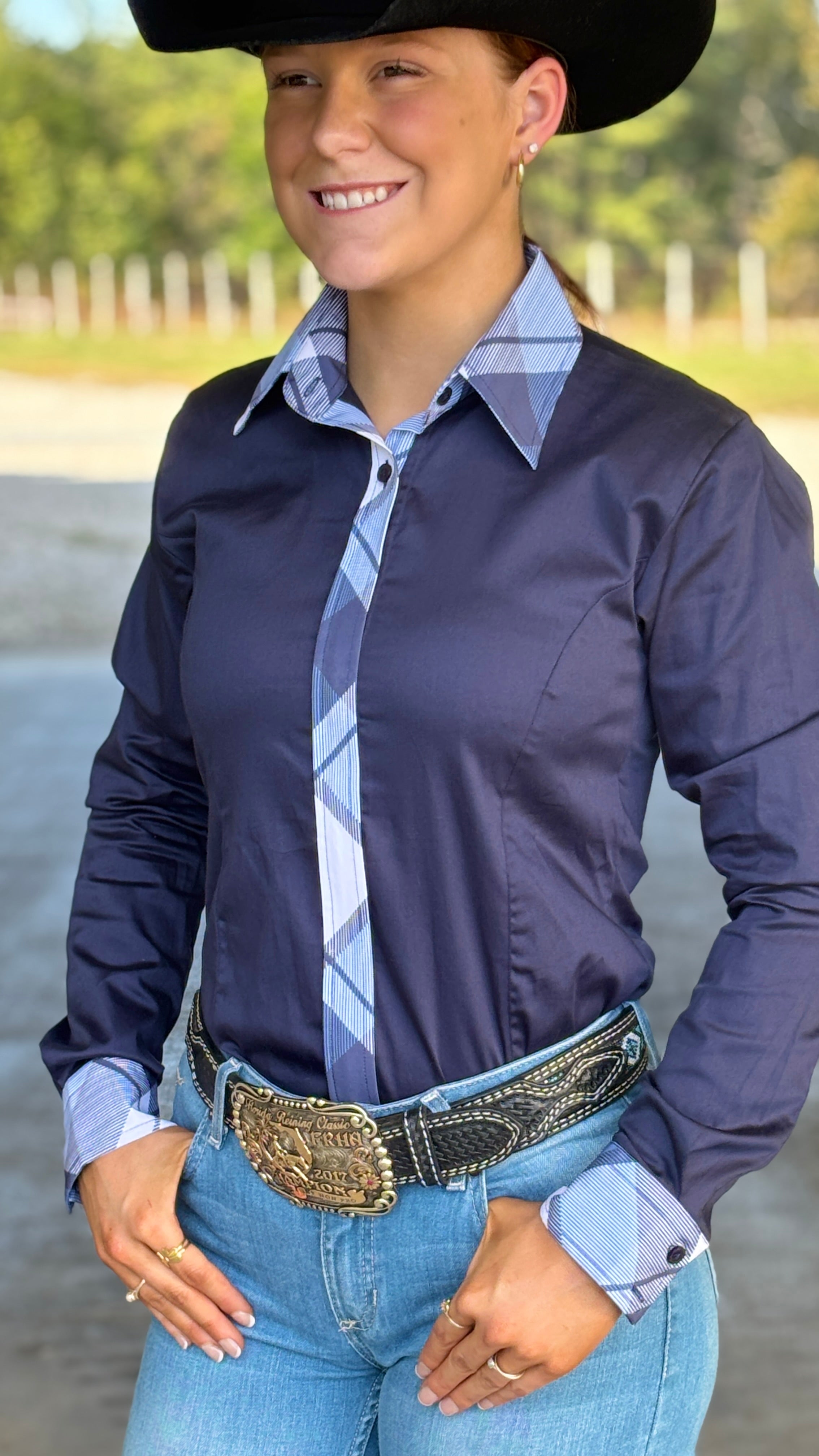 RHC Concealed Zipper Shirt - Navy - Henderson's Western Store