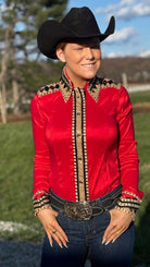 RHC Taffeta Bling Concealed Zipper Show Shirt -Red - Henderson's Western Store