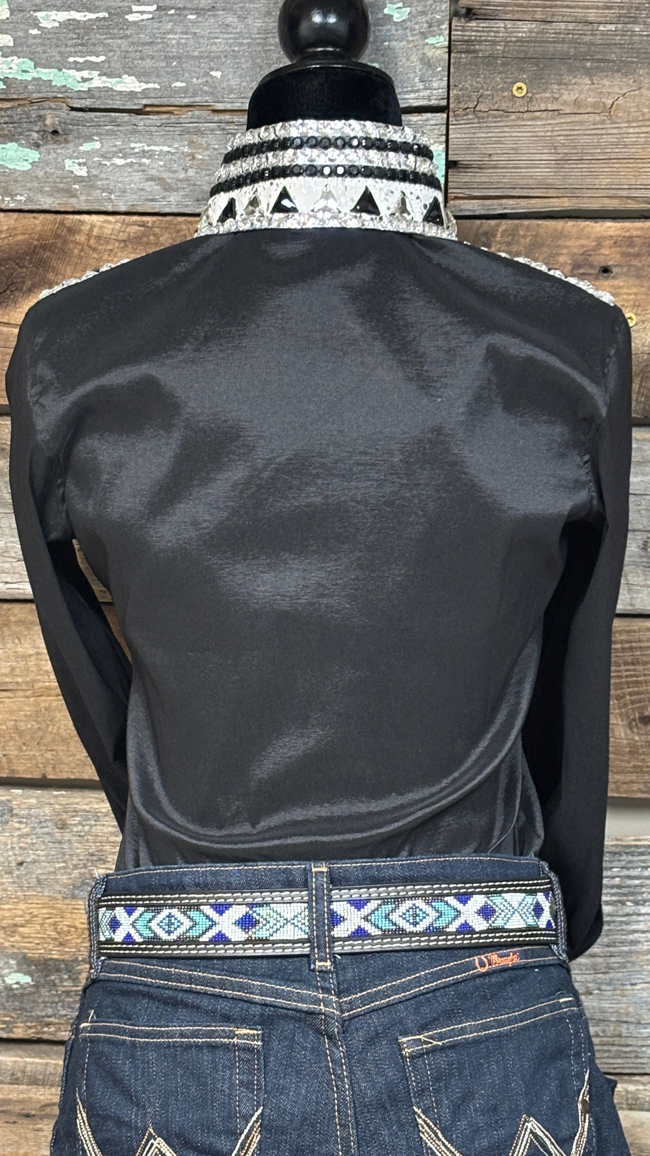 RHC Taffeta Bling Concealed Zipper Show Shirt - Black - Henderson's Western Store