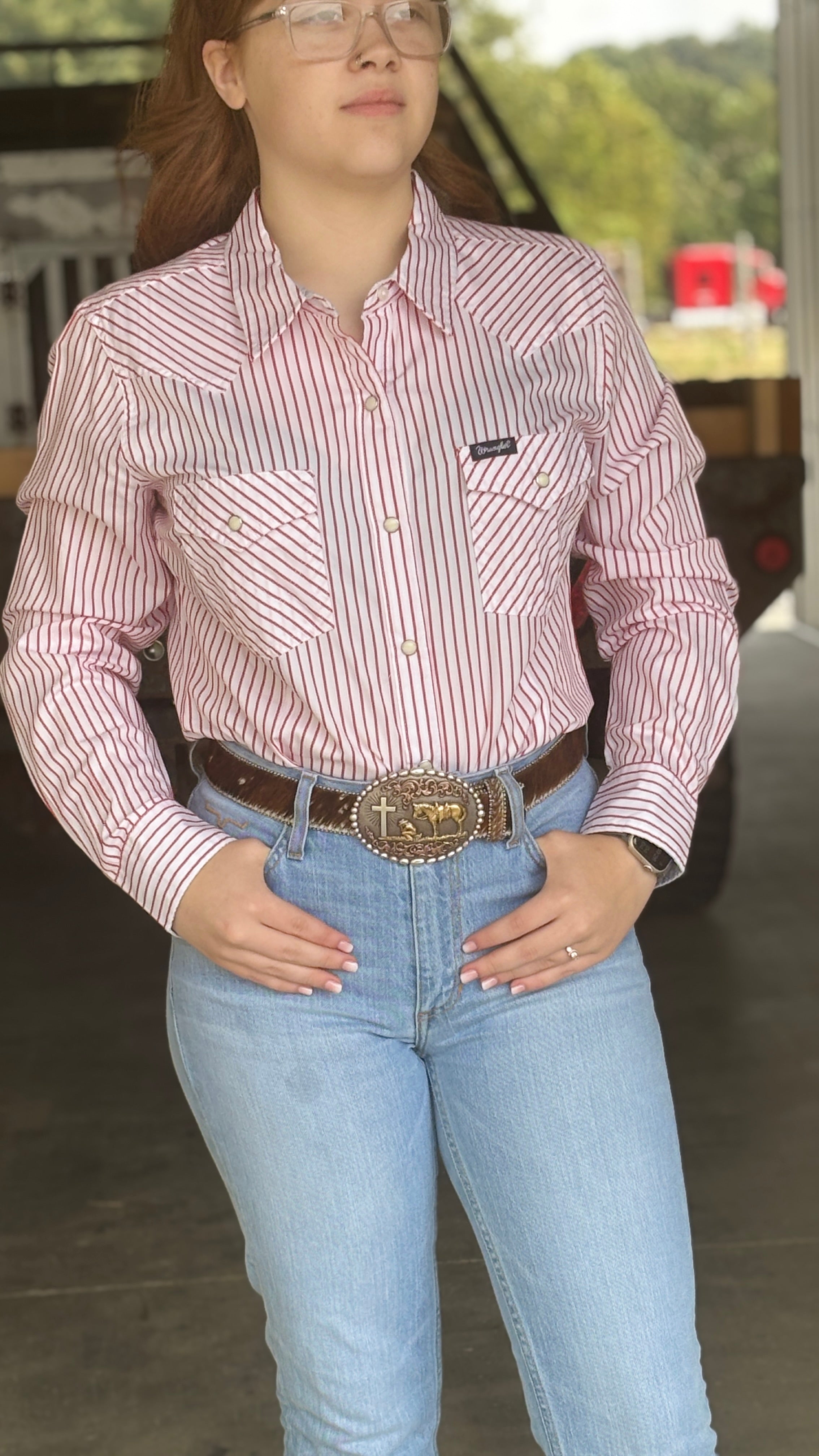 Wrangler Retro Western Snap ~ Red Stripe - Henderson's Western Store