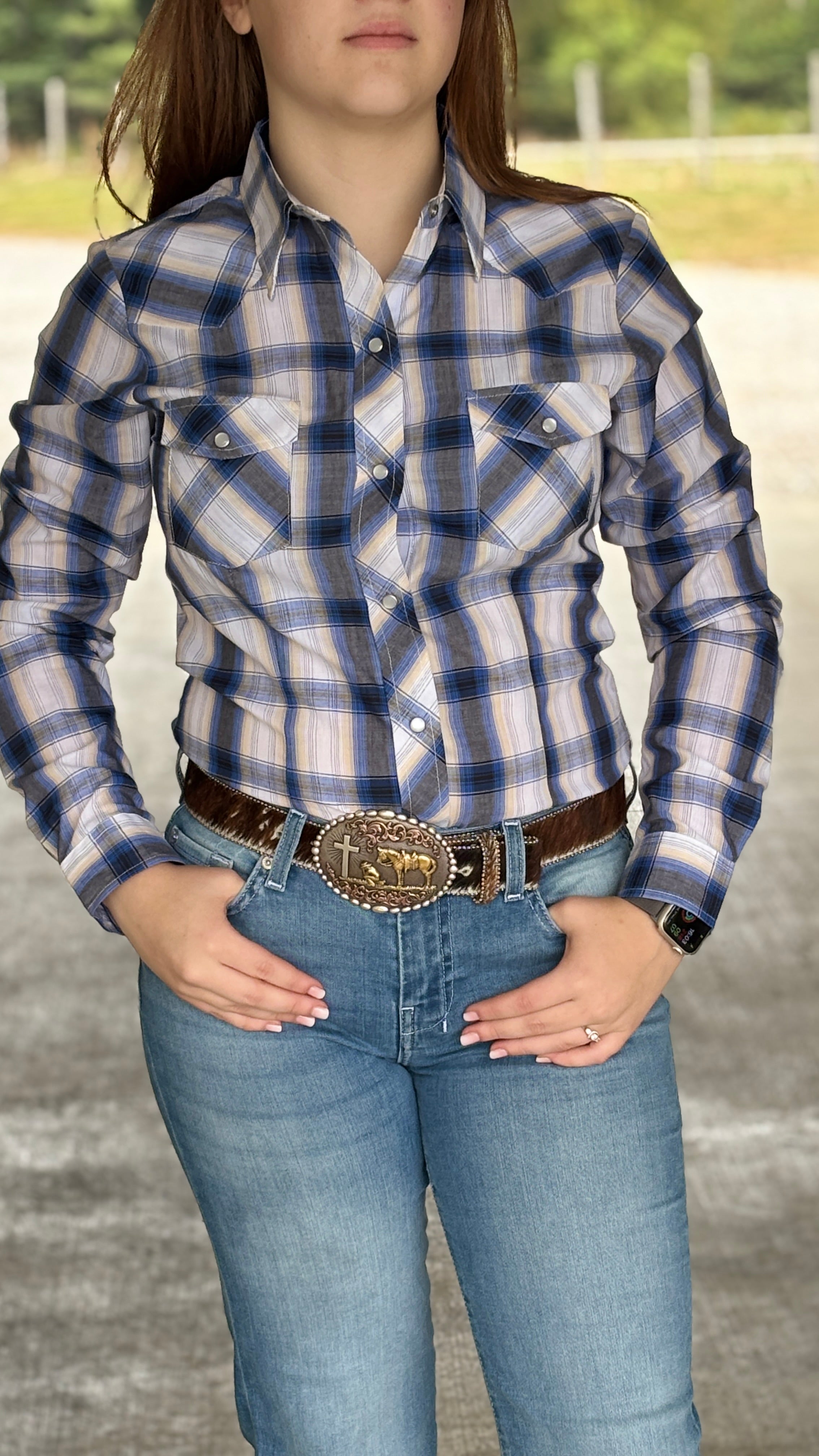 Ladies Navy Plaid by Roper - Henderson's Western Store