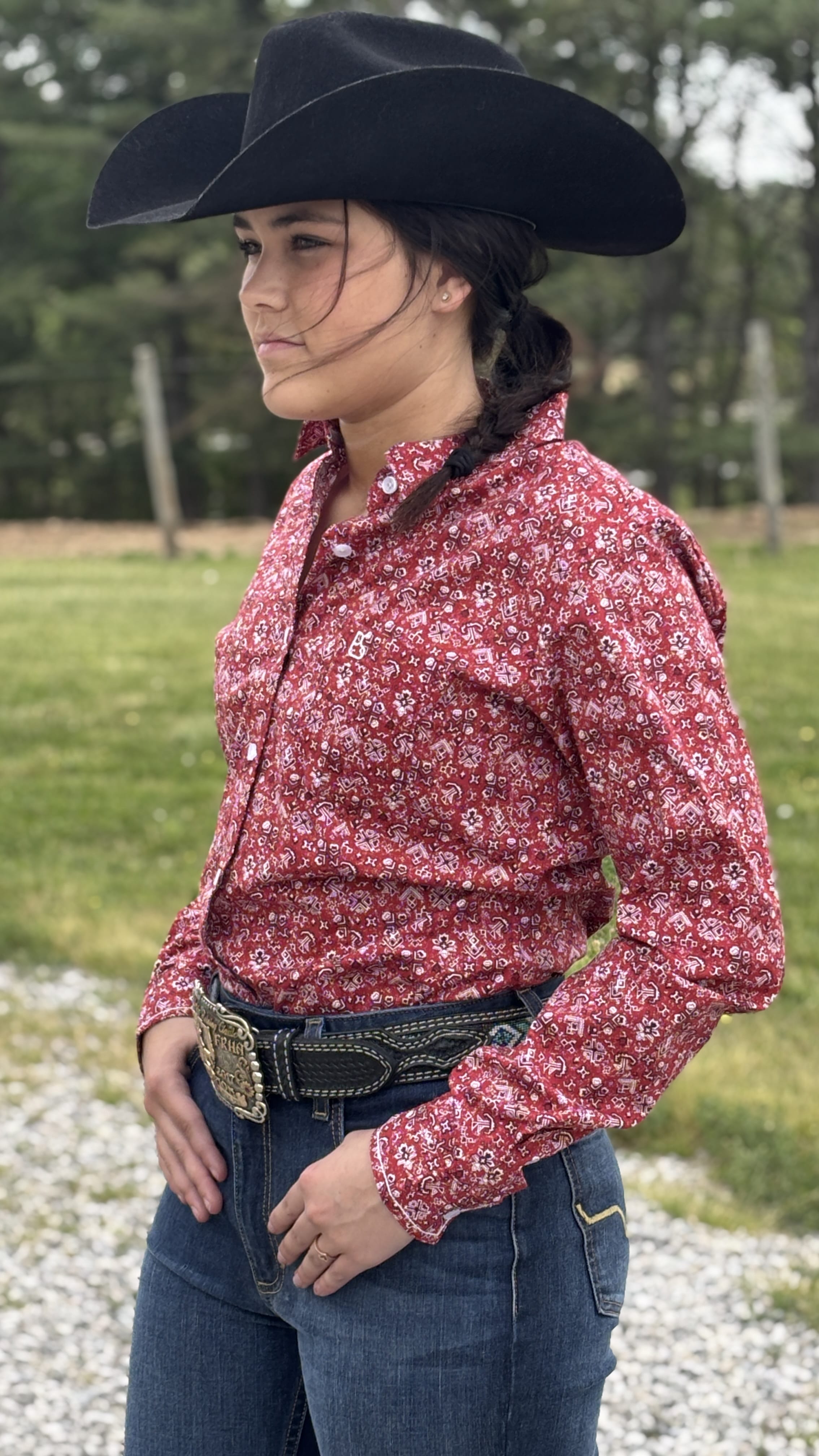 Red Bandana Style Rough Stock Shirt - Henderson's Western Store