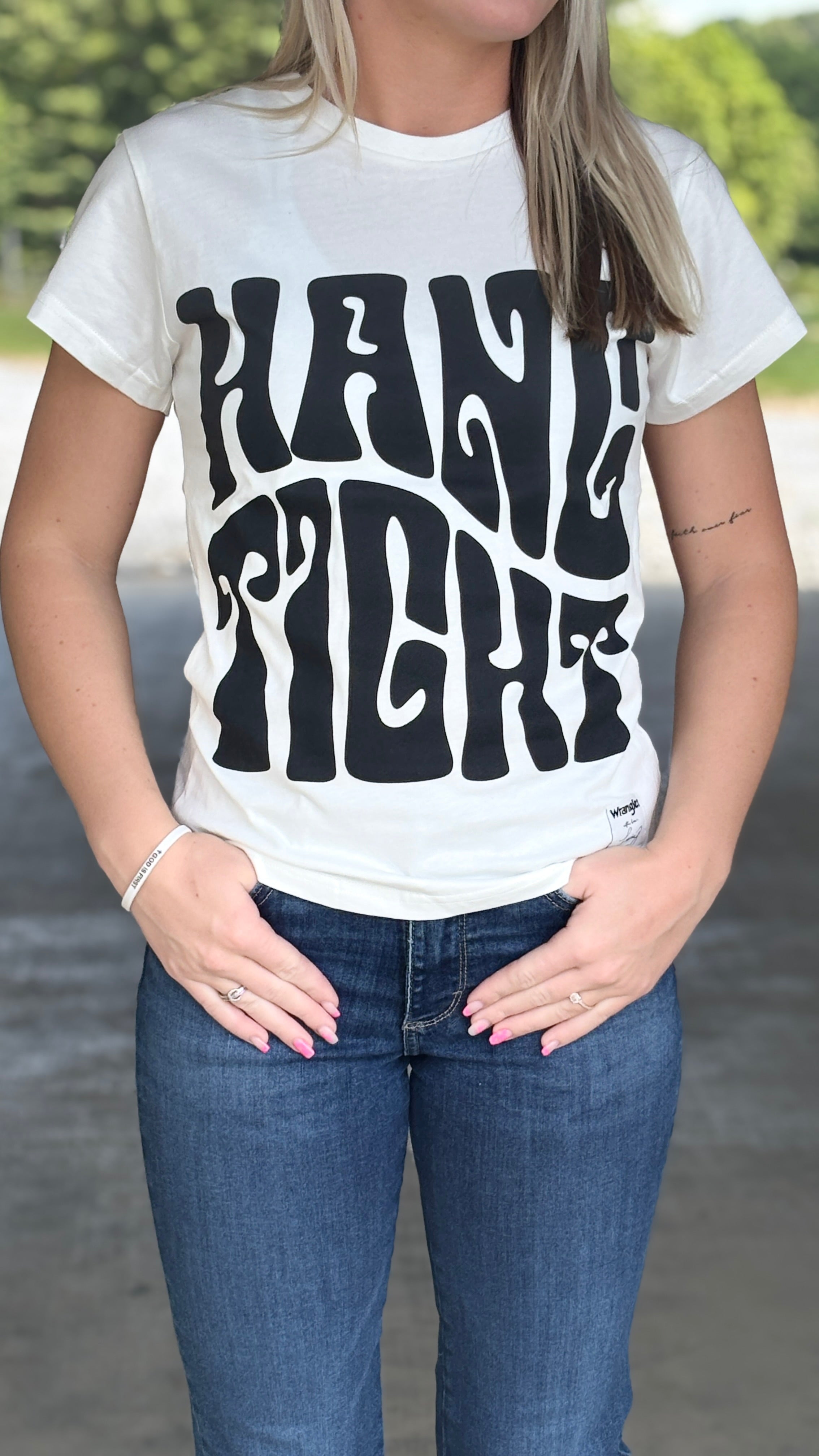 Lainey Wilson Hang Tight Tee by Wrangler X - Henderson's Western Store