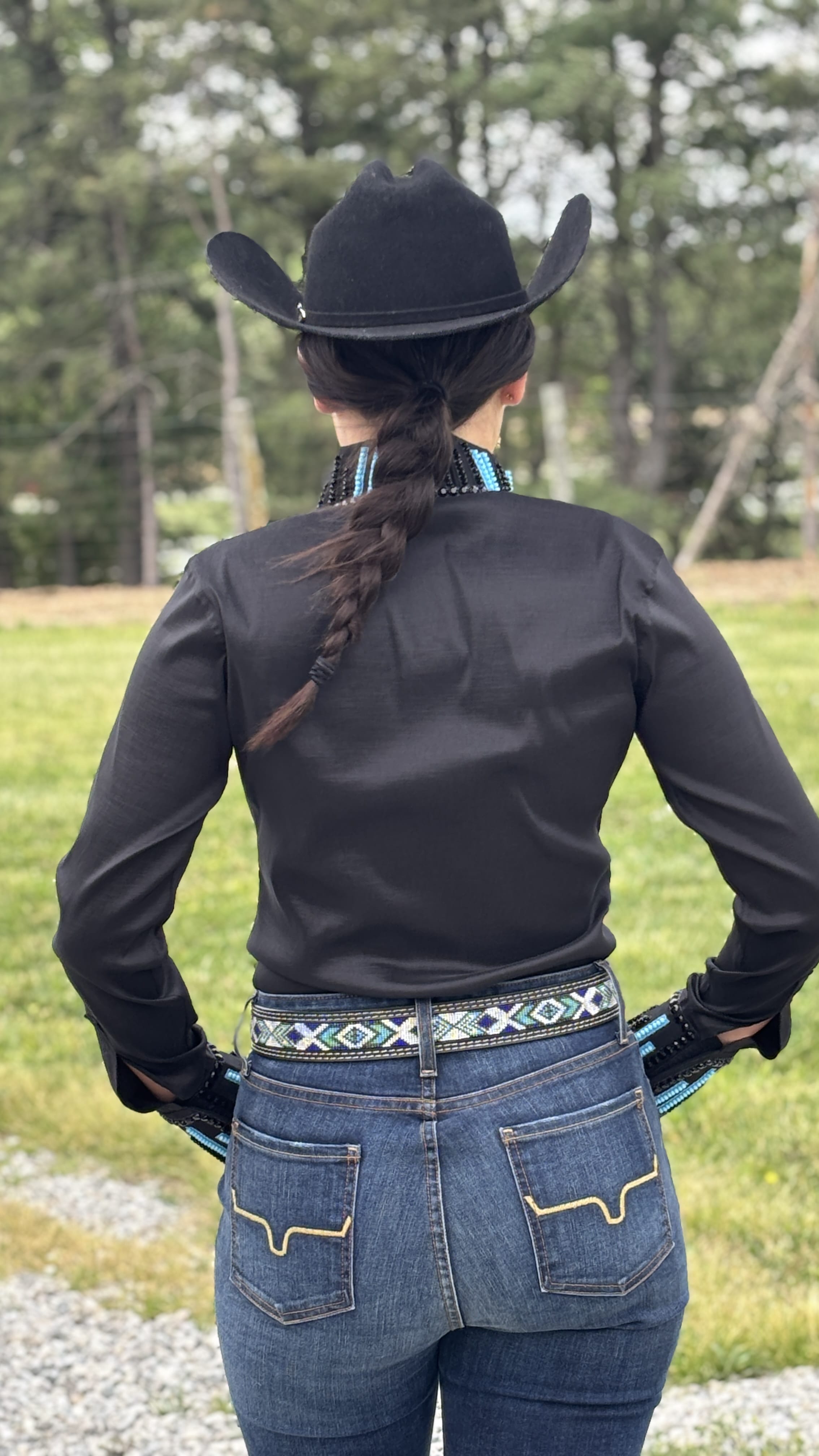 RHC Taffeta Bling Concealed Zipper Show Shirt -Black - Henderson's Western Store