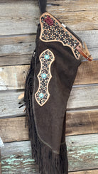 Brown Suede Chink ~ Floral Tooling - Henderson's Western Store