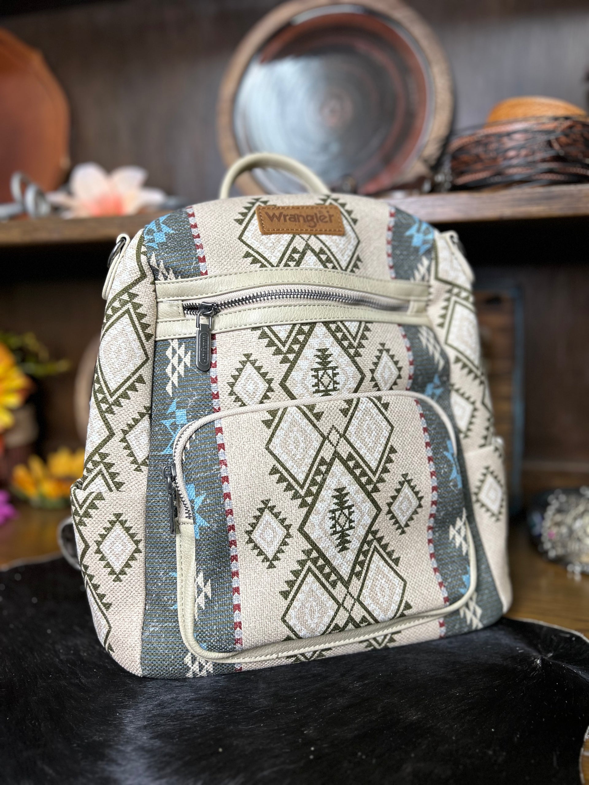 Wrangler Tan Backpack WG60-9110 Wrangler Vintage Retro Cowboy Cool Print Backpack  main image 4