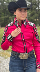 RHC Taffeta Bling Concealed Zipper Show Shirt -Fuchsia - Henderson's Western Store