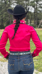 RHC Taffeta Bling Concealed Zipper Show Shirt -Fuchsia - Henderson's Western Store