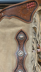 Sand Suede Chink ~ Sunflower & Basket Tooling - Henderson's Western Store