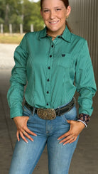Ladies Striped Cinch ~ Turquoise - Henderson's Western Store