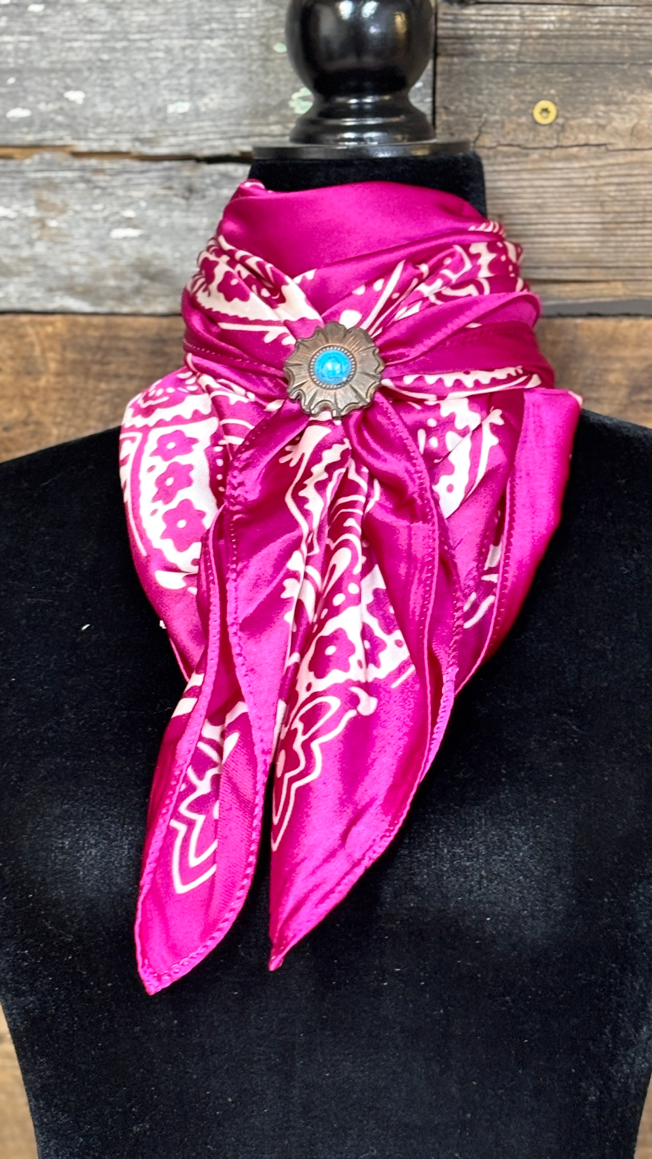 Bandana Print Wild Rag ~ Raspberry - Henderson's Western Store
