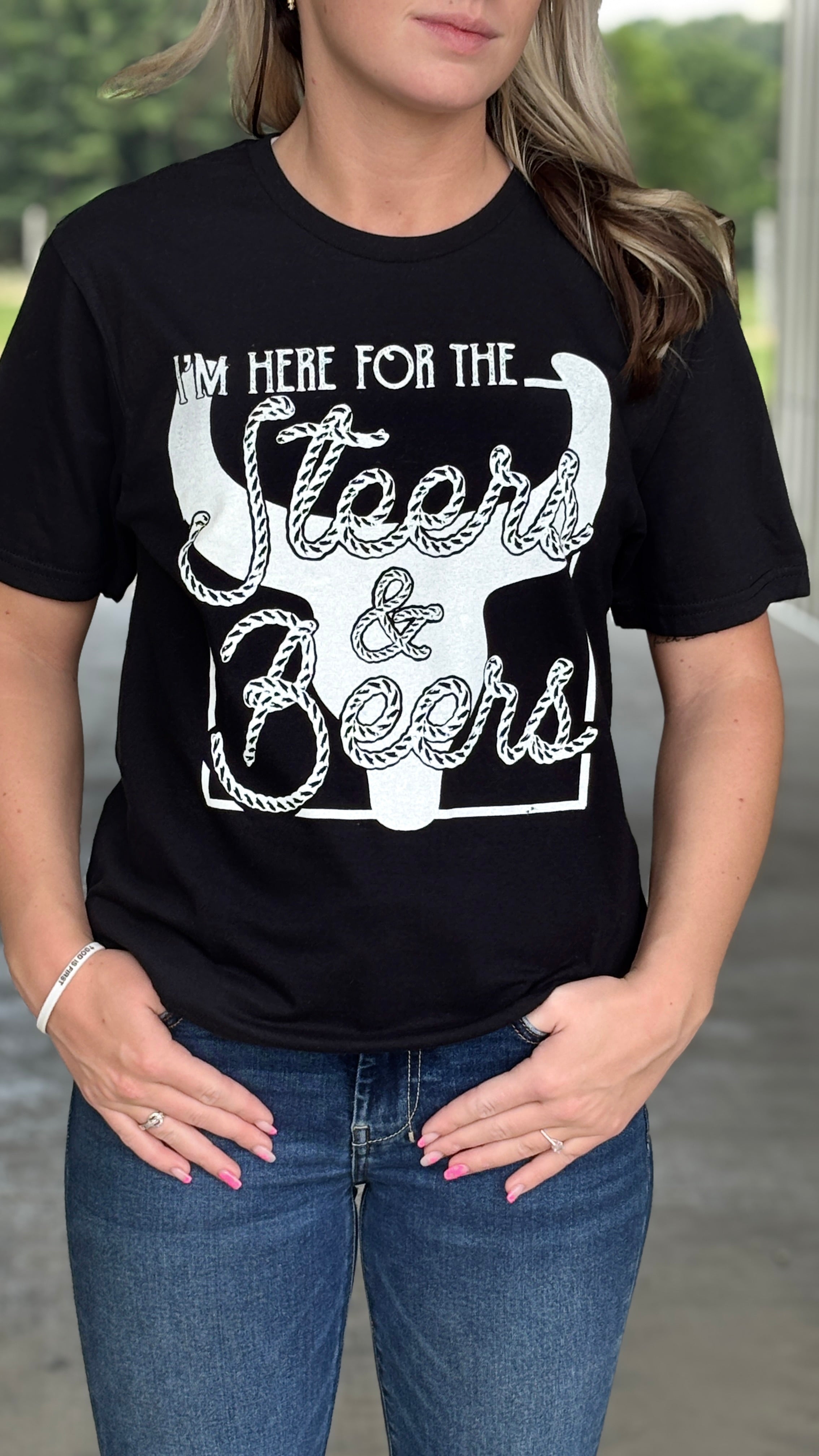 Here For the Steers & Beers Tee - Henderson's Western Store