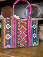 Wrangler Southwest Print Large Tote ~ Hot Pink - Henderson's Western Store