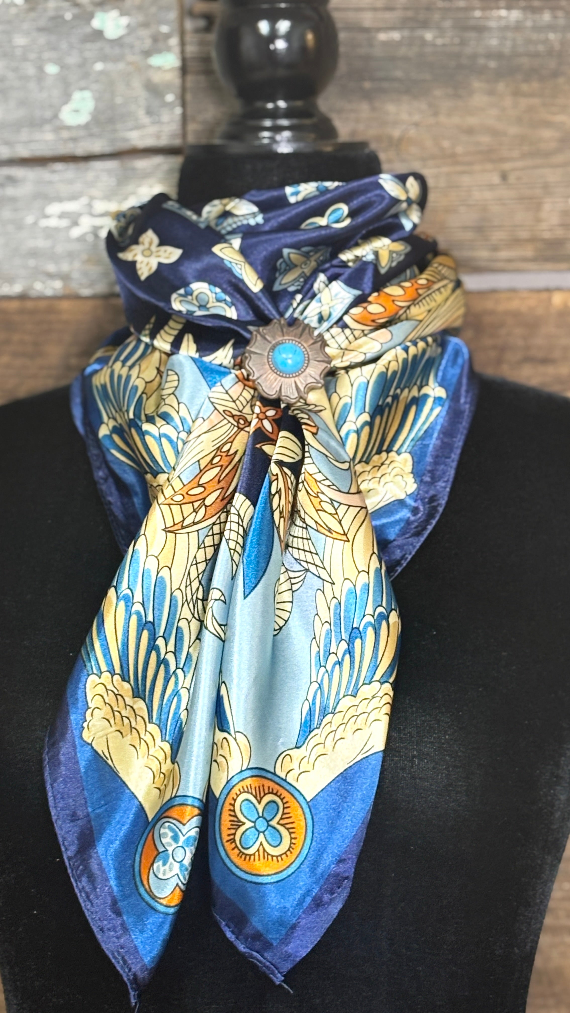 Rodeo Drive Wild Rags/Scarf ~ Blue Floral - Henderson's Western Store