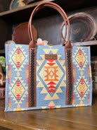 Wrangler Southwest Print Tote ~ Blue - Henderson's Western Store