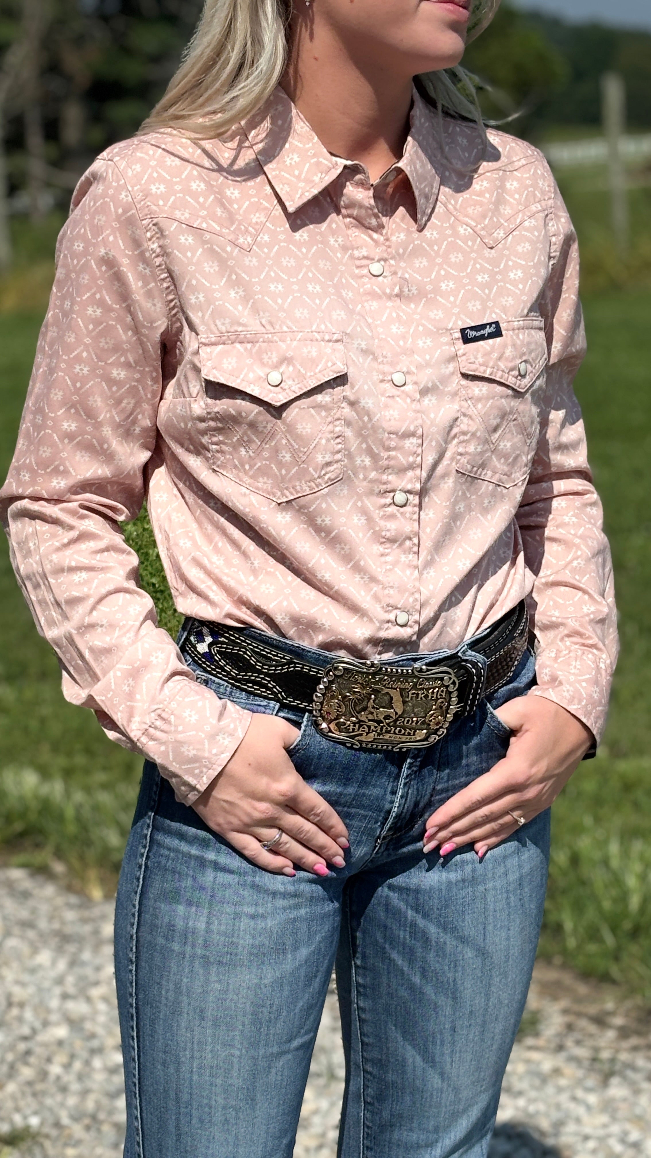 Wrangler Retro Western Snap ~ Blush Pink - Henderson's Western Store