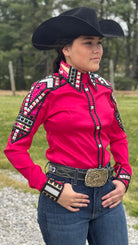 RHC Taffeta Bling Concealed Zipper Show Shirt -Fuchsia - Henderson's Western Store