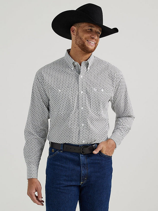 Men's George Strait Shirt ~ White & Black - Henderson's Western Store