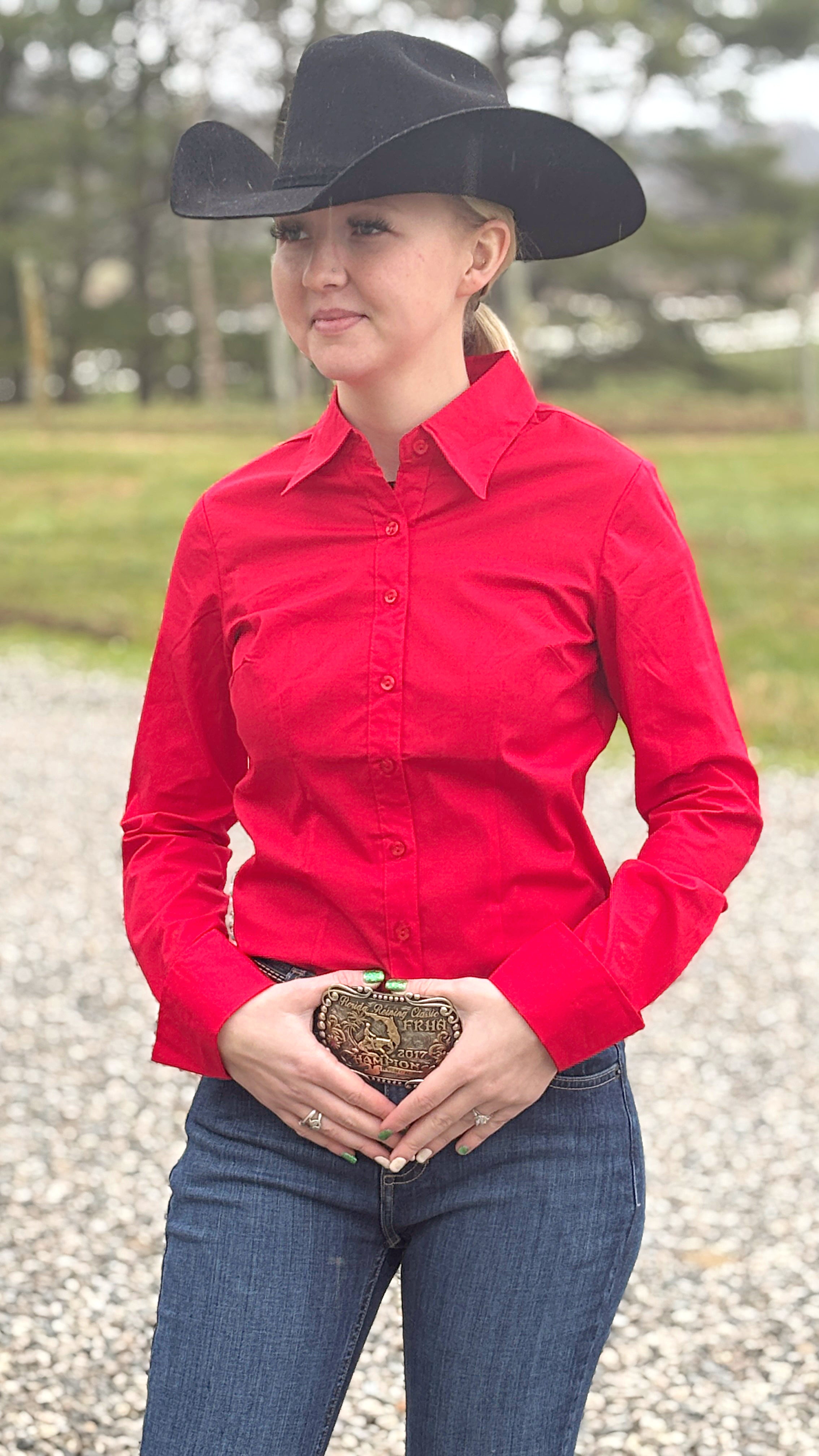 Solid Button Down Shirts ~ Red - Henderson's Western Store