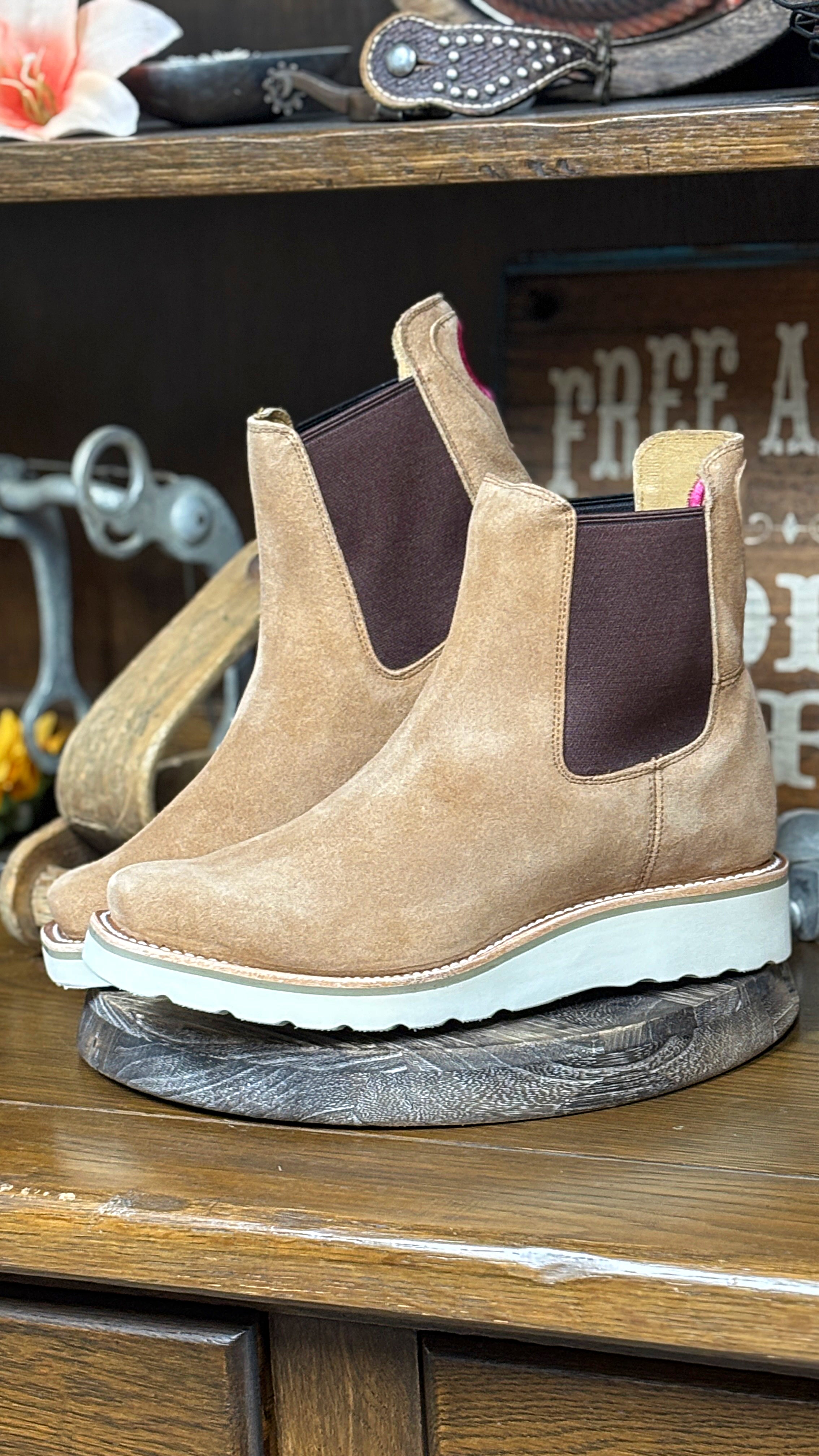 Swedge Tobacco Suede Boots by Macie Bean - Henderson's Western Store