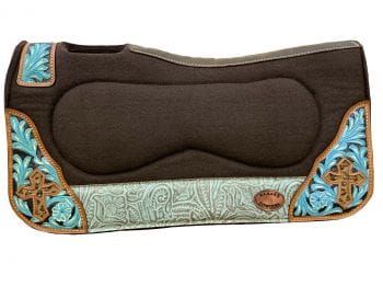 Klassy Cowgirl Brown Felt Pad ~ Teal Cross - Henderson's Western Store