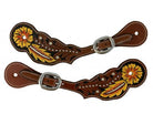 Flower & Feather Tooled Spur Straps - Henderson's Western Store