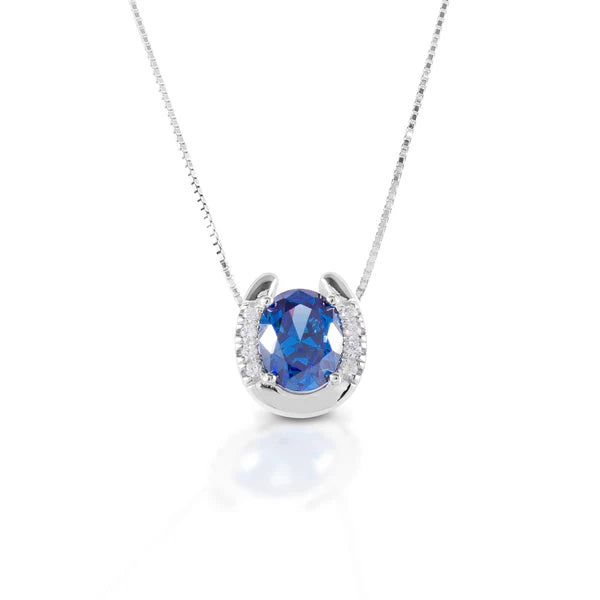 Kelly Herd Blue Stone Horseshoe Necklace - Henderson's Western Store