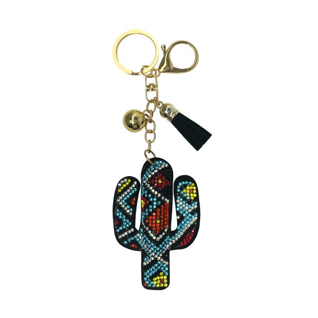 Bling Rhinestone Keychain - Aztec Cactus - Henderson's Western Store