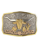 Longhorn Cactus Belt Buckle - Henderson's Western Store