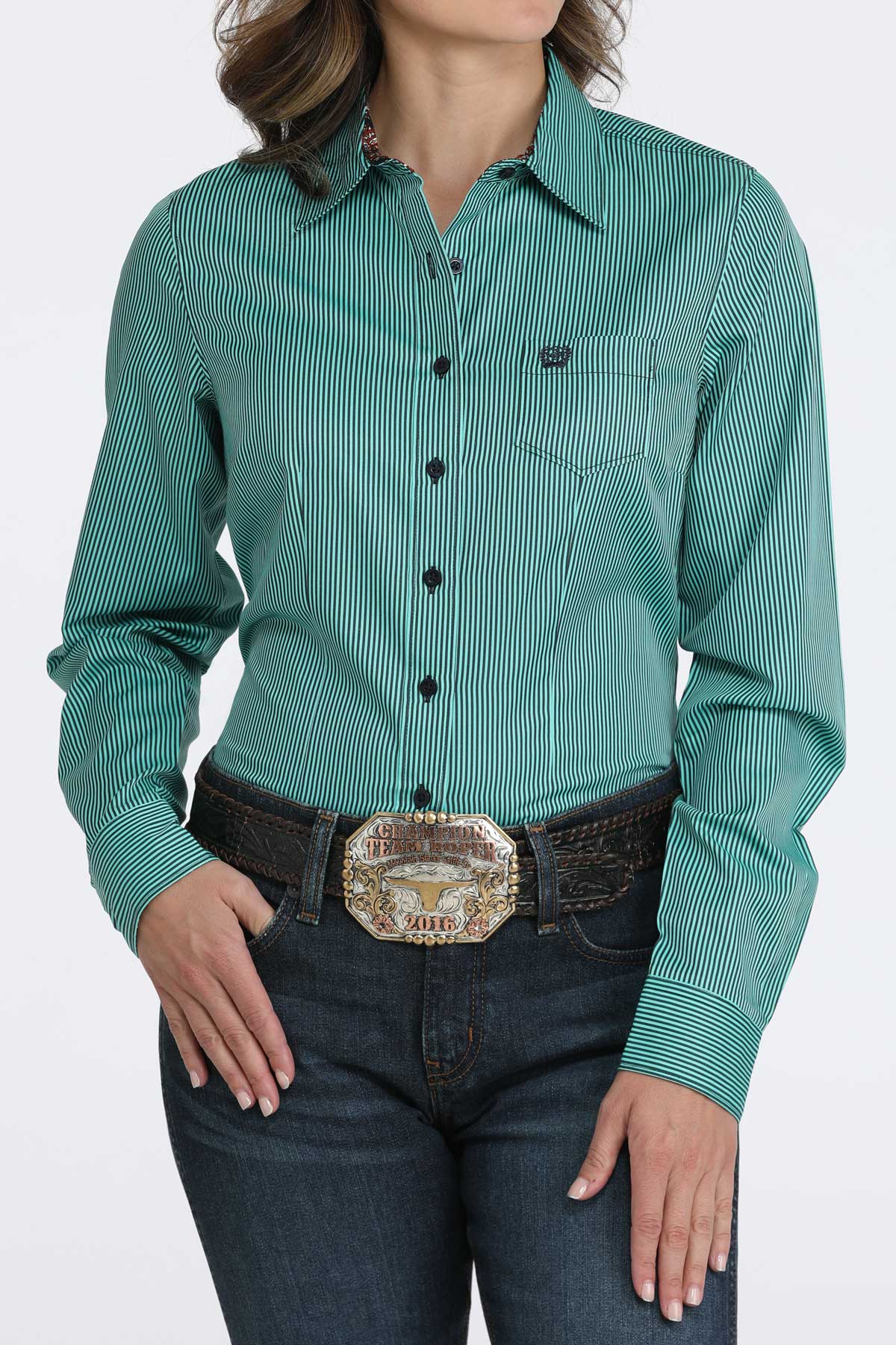 Ladies Striped Cinch ~ Turquoise - Henderson's Western Store
