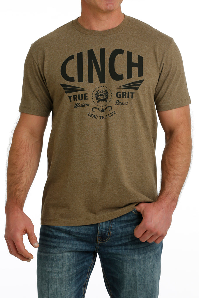 Men's Cinch Logo Tee ~ Heather Khaki - Henderson's Western Store