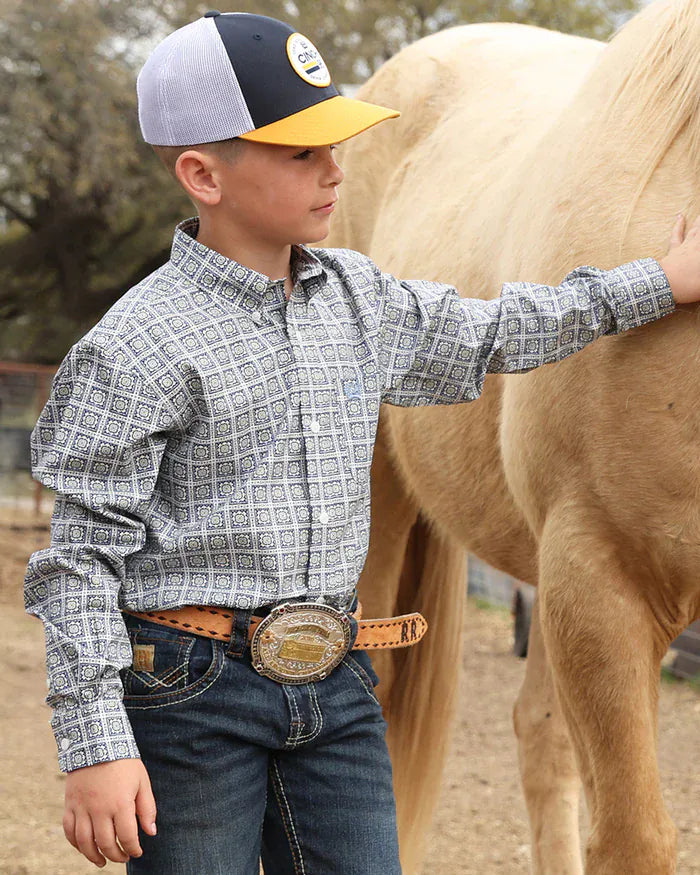 Boy's Cinch White Print - Henderson's Western Store