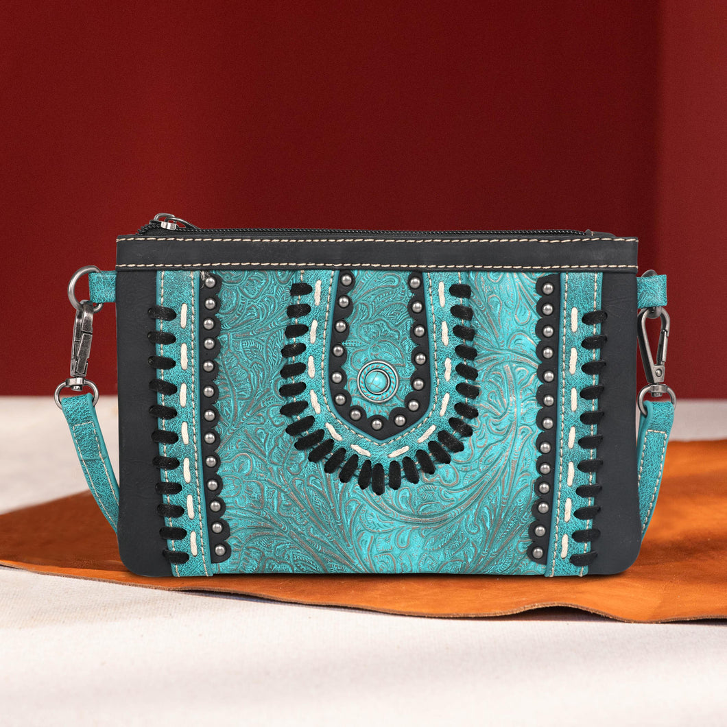 MW Embossed Collection Crossbody/Wristlet ~ Turquoise - Henderson's Western Store