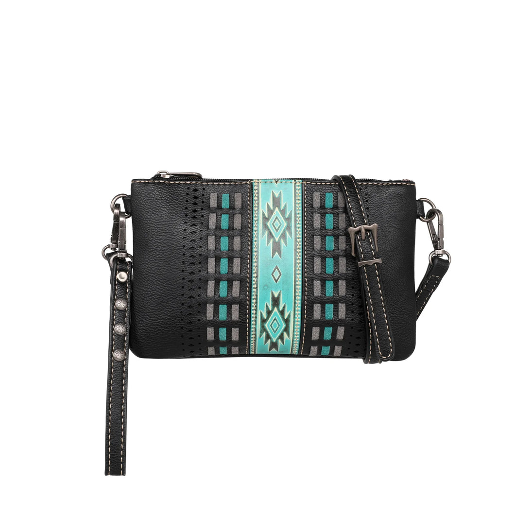 MW Aztec Embossed Collection Clutch/Crossbody ~ Black - Henderson's Western Store