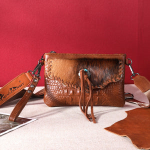 Load image into Gallery viewer, MW Hair-On Cowhide Croc Embossed Clutch/Crossbody - Henderson&#39;s Western Store
