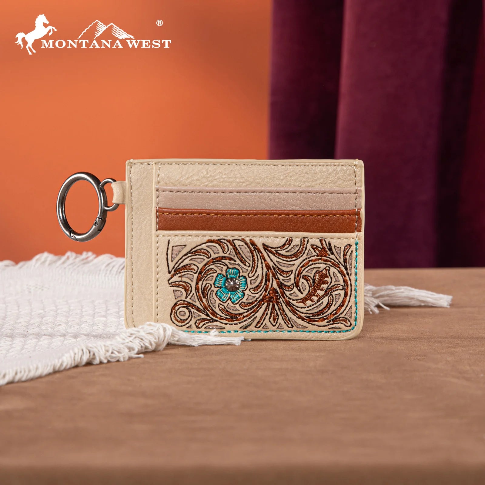 MW Embroidered Floral Mini Zip Card Case - Henderson's Western Store