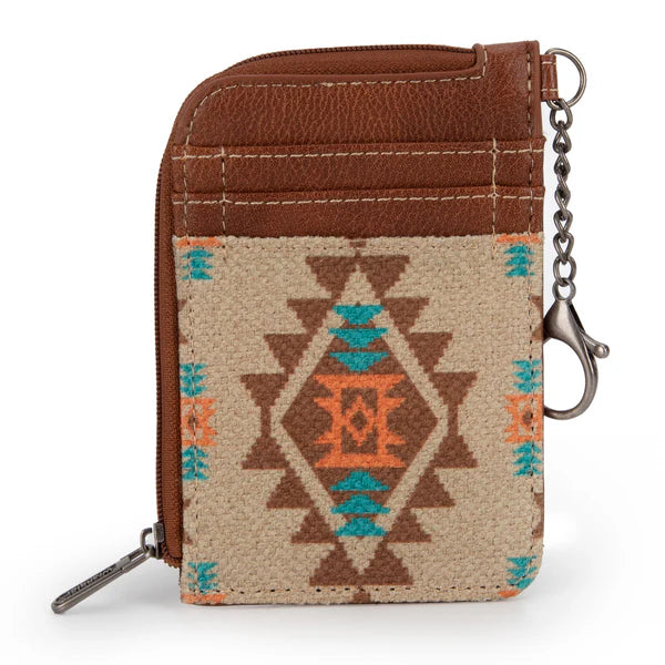 Wrangler Southwest Print Mini Zip Card Case ~ Tan - Henderson's Western Store