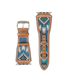 Western Leather Watch Band ~ Blue Aztec - Henderson's Western Store