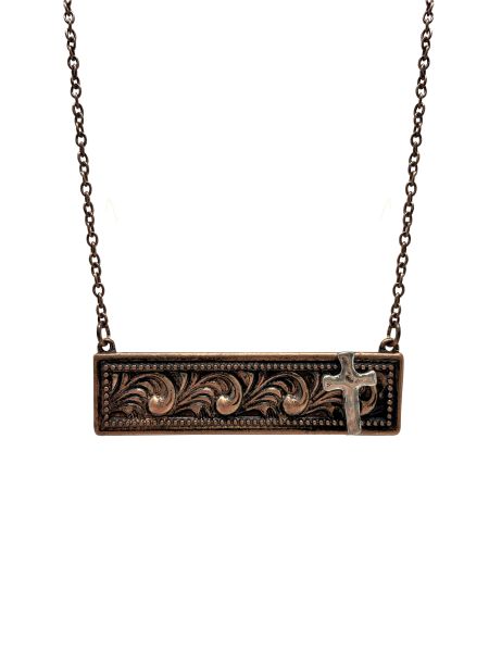 Bar Style Copper Western Necklace with Cross - Henderson's Western Store