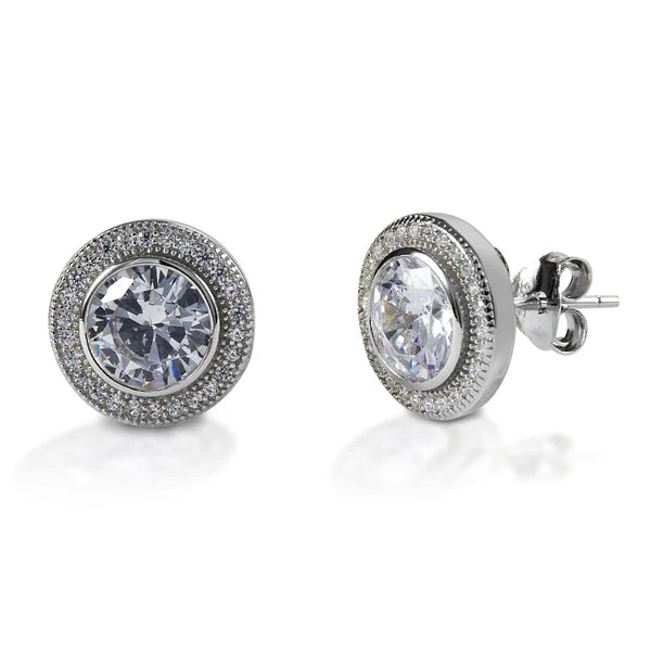 Kelly Herd Round Bezel Set Pave Earrings - Henderson's Western Store
