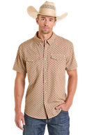 Men's Medallion Print Polo ~ Tan - Henderson's Western Store