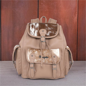 Load image into Gallery viewer, Wrangler Hair-on Cowhide Backpack ~ Khaki - Henderson&#39;s Western Store