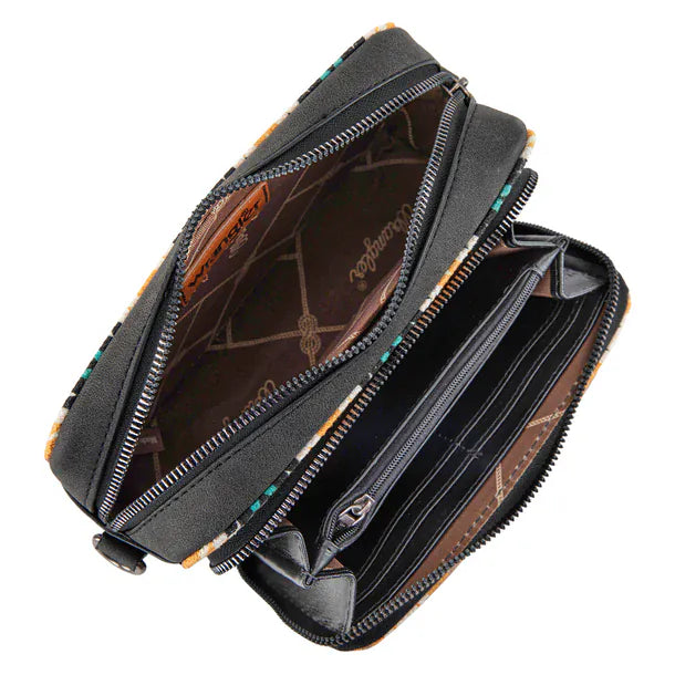 Wrangler Southwestern Dual Sided Crossbody ~ Tan - Henderson's Western Store