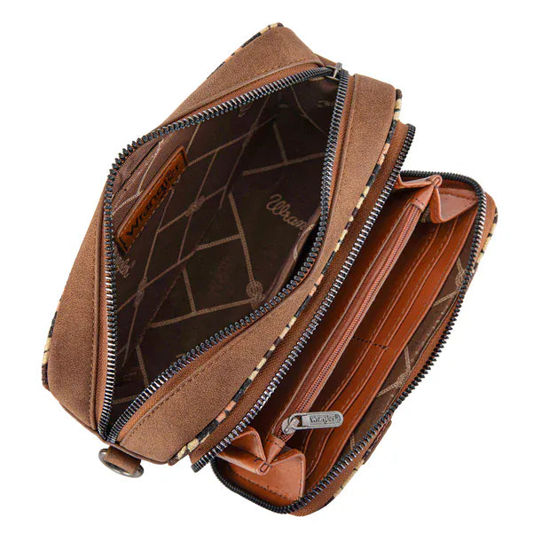 Wrangler Southwestern Dual Sided Crossbody ~ Brown - Henderson's Western Store