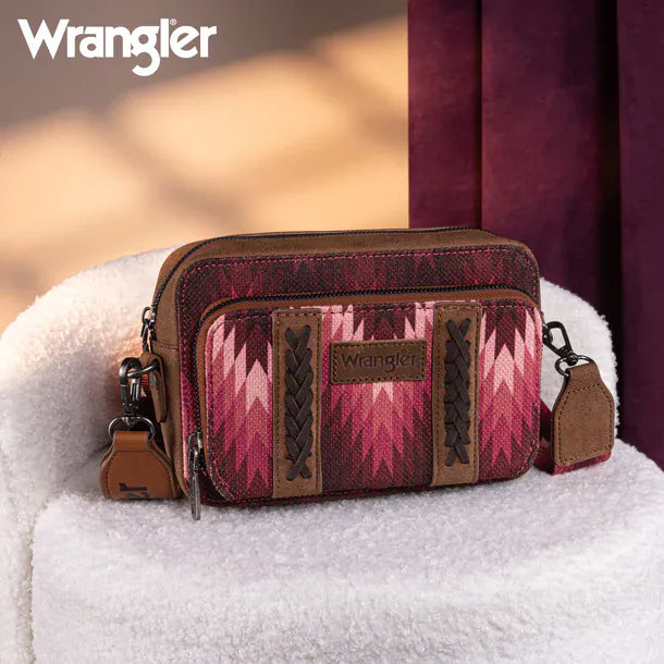 Wrangler Southwestern Dual Sided Crossbody ~ Pink - Henderson's Western Store