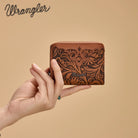 Wrangler Tooled Zip-Around Wallet ~ Brown - Henderson's Western Store
