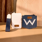 Wrangler logo "W" Embroidered Dual Pouch Wristlet ~ White - Henderson's Western Store