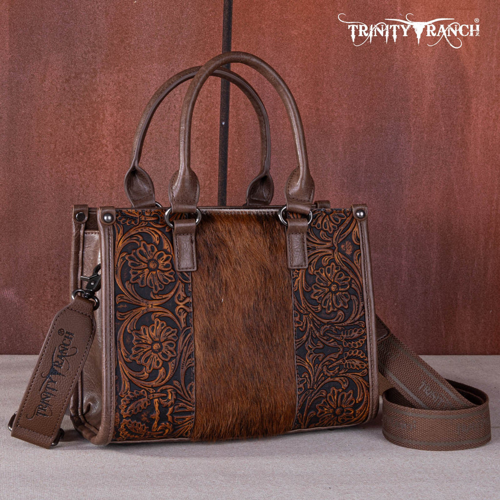 Trinity Ranch Hair-On Tooled Carry Tote/Crossbody - Henderson's Western Store