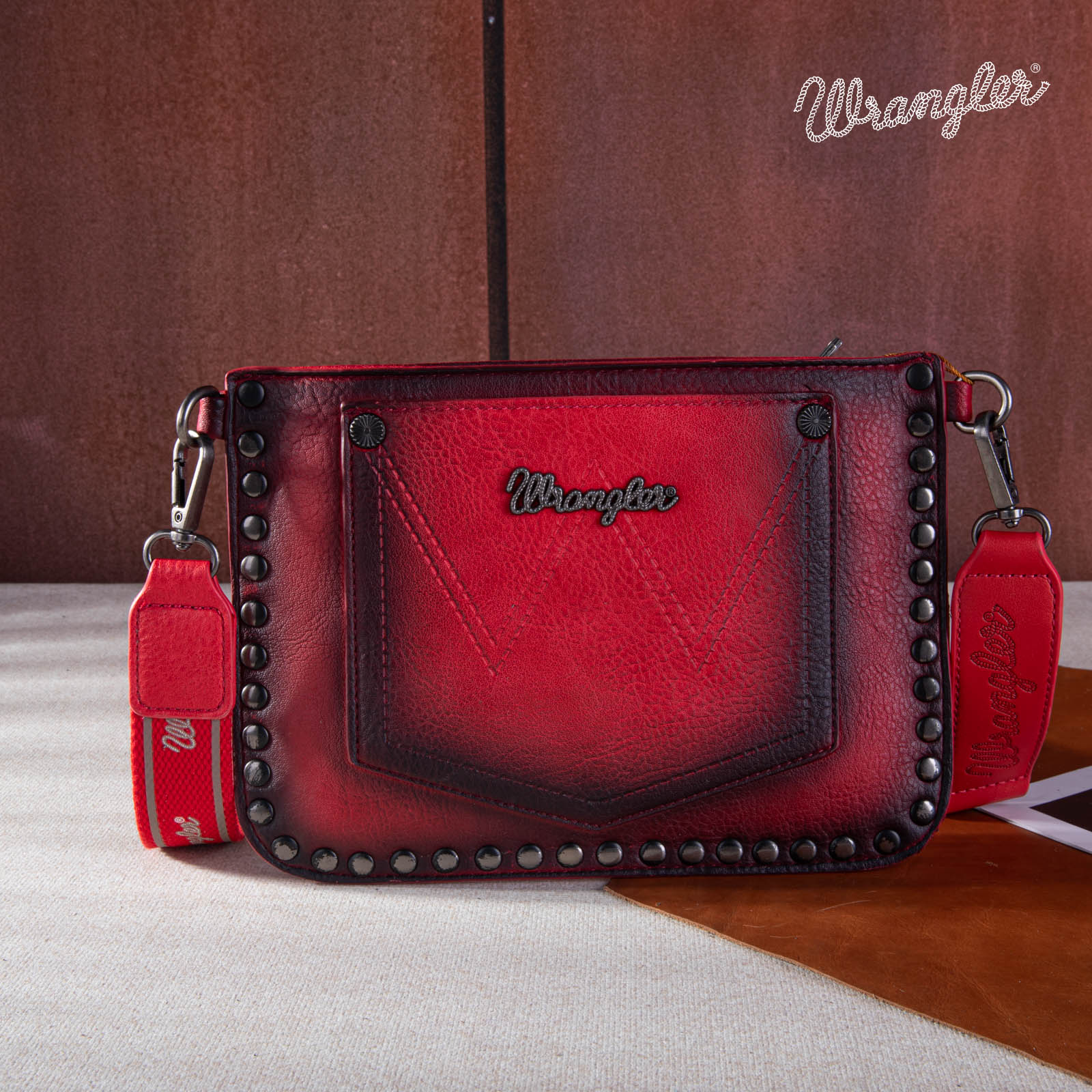 Wrangler Rivets Crossbody/Wristlet ~ Red - Henderson's Western Store